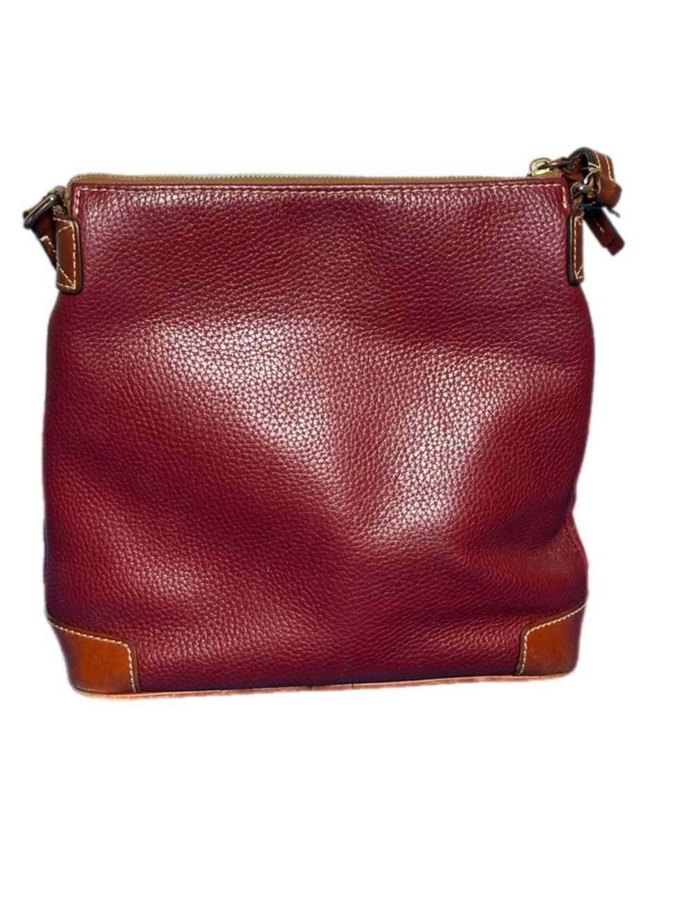 Dooney & Bourke Red Leather Shoulder Bag Pebbled Multi Zip Crossbody Strap - Picture 5 of 12